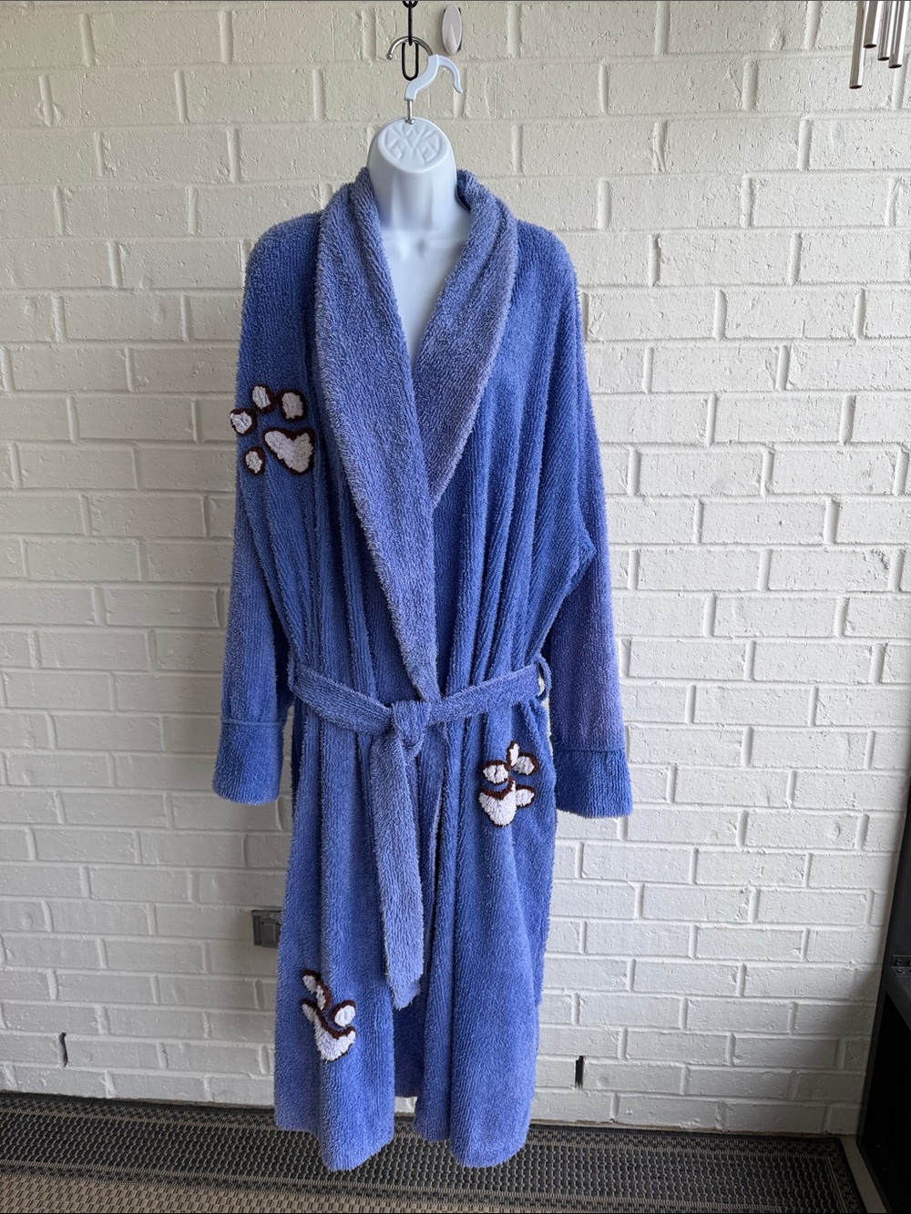 Canyon Group Doggie Puppy Love Rare Blue Vintage Chenille Bath Robe W/Belt Sz 2X